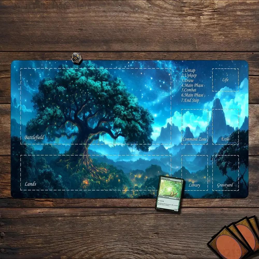 Tappetino da Gioco MTG Mystical Night Tree, Grande con Bordi Cuciti, Tappetino per Mouse Antiscivolo per Gaming e Ufficio