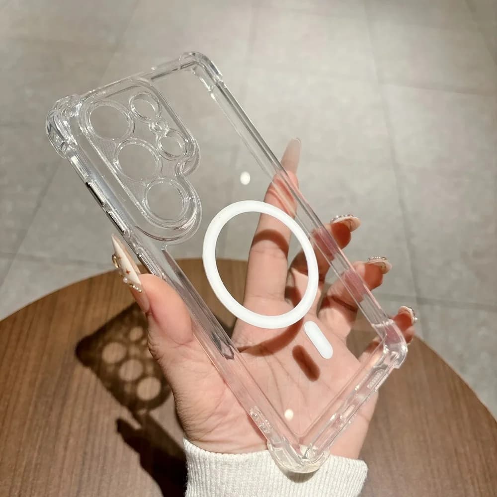 Four Corners Anti Drop Clear Magnetic Case For Samsung Galaxy S26 S25Ultra Plus A56 A55 A54 Magsafe Wireless Charging Back Cover