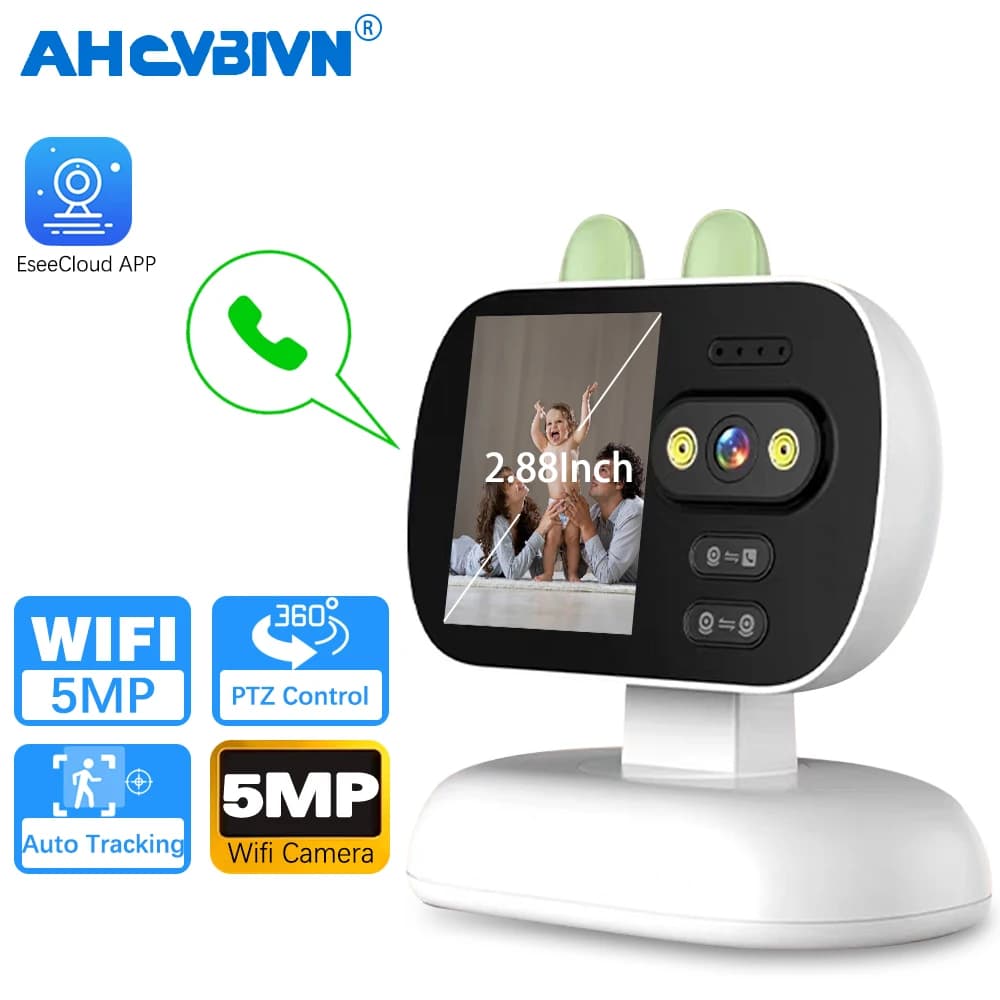5MP Chiamata con un clic Monitoraggio del bambino Videochiamata Telecamera PTZ Tracciamento automatico Casa Panoramica a 360 gradi Fotografia wireless intelligente