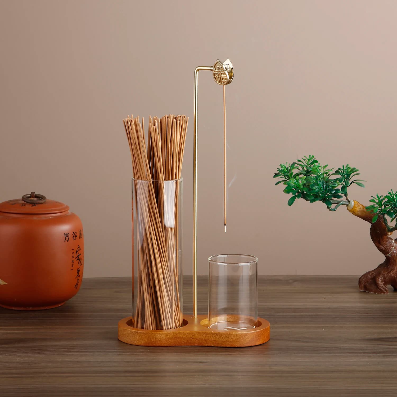 Portaincenso in vetro per bastoncini Burne di incenso volante anti-canna con clip in metallo e stoccaggio di incenso per decorazioni per la casa yoga