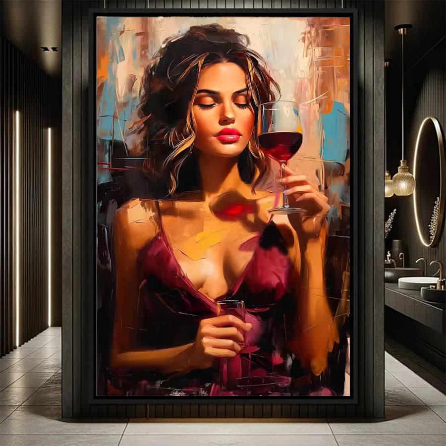 Kit di immagini a mosaico con diamanti Nuovo bellissimo ed elegante bicchiere da vino da donna, pittura con diamanti, decorazione a punto croce, arte da parete
