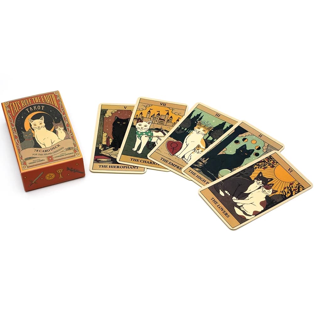 Cats Rule The Earth Tarot Cards 78 Deck Oracle English Visions Tarot Oracle Card Divination Edition Borad Games Tarot Card Game