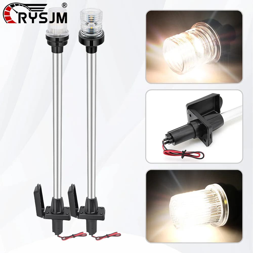 22 Inch LED Navigation Light Anchor Lamp Sailing Lamp Waterproof Navigation Signal Indicator Light For 12V-24V Marine Boat Yacht