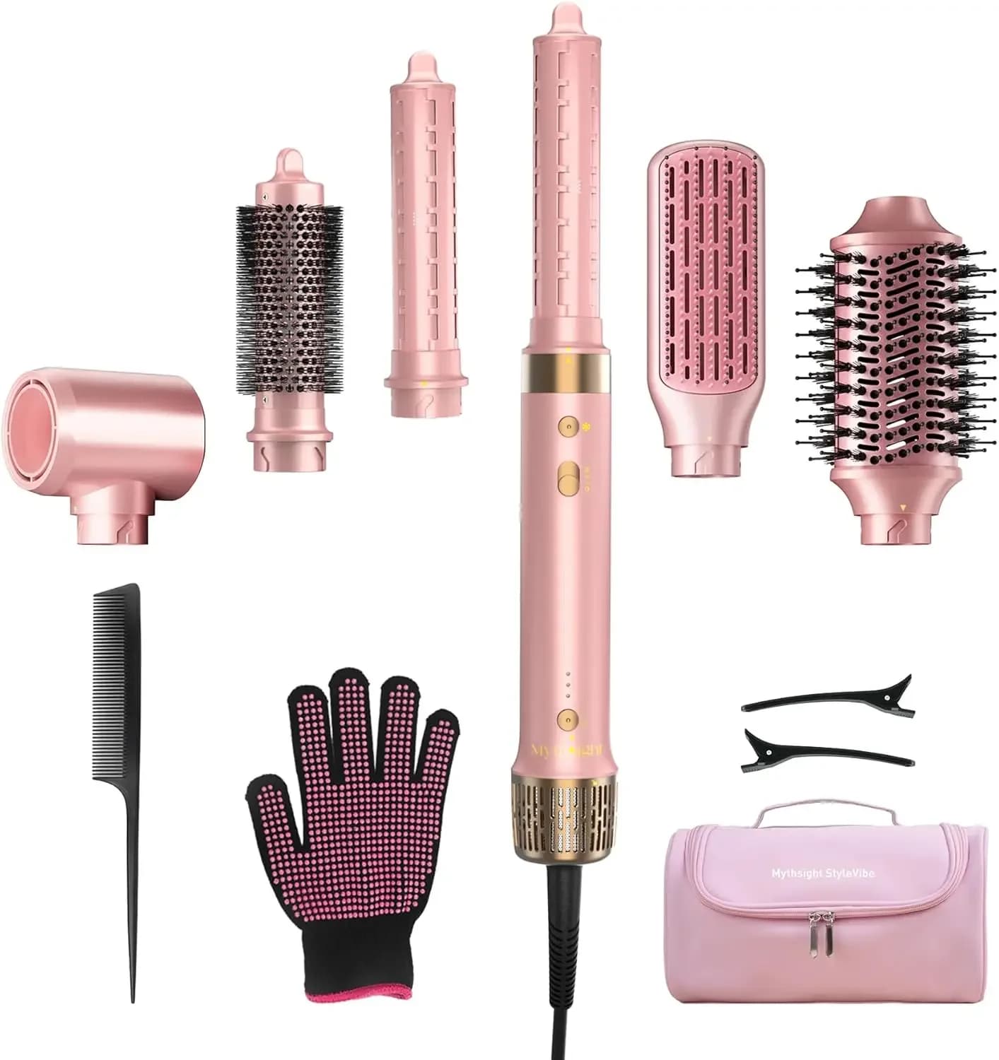 StyleVibe 6-in-1 Air Styler, Asciugacapelli e Spazzola Soffiante con Custodia da Viaggio - Arricciatura Automatica (Sinistra/Destra), Asciugatura Rapida, Spazzola Termica Rotonda