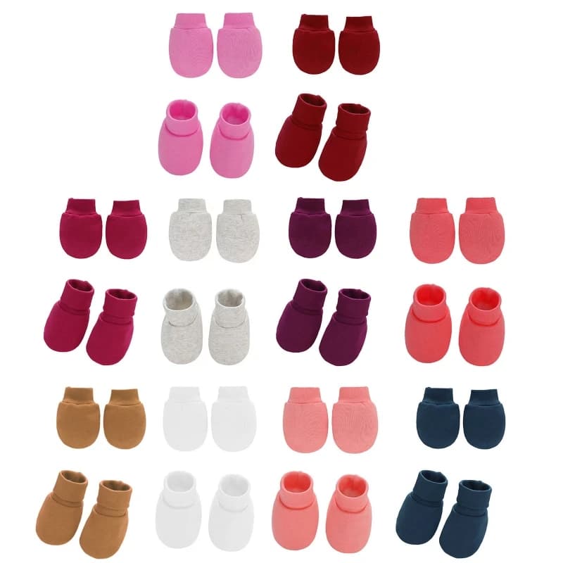 Baby Soft Cotton Gloves Foot Covers Set Anti Scratching Mittens Socks Face for Protection Gloves for Newborn Inf