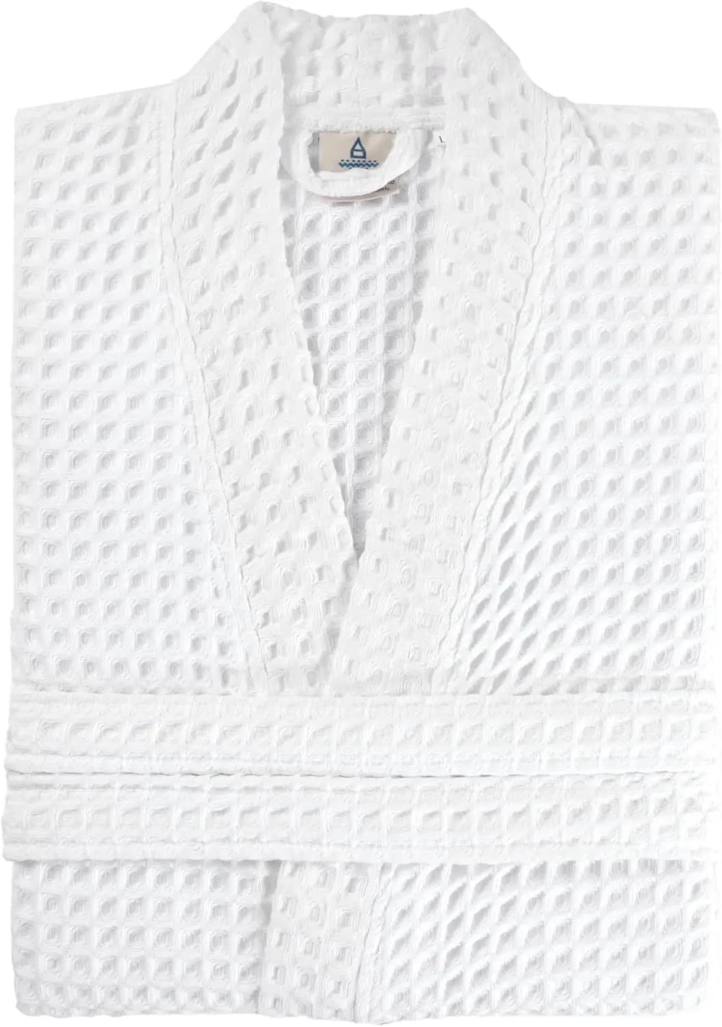 Unisex Waffle Kimono Bathrobe, Soft Cotton, Pockets, Cozy Leisurewear