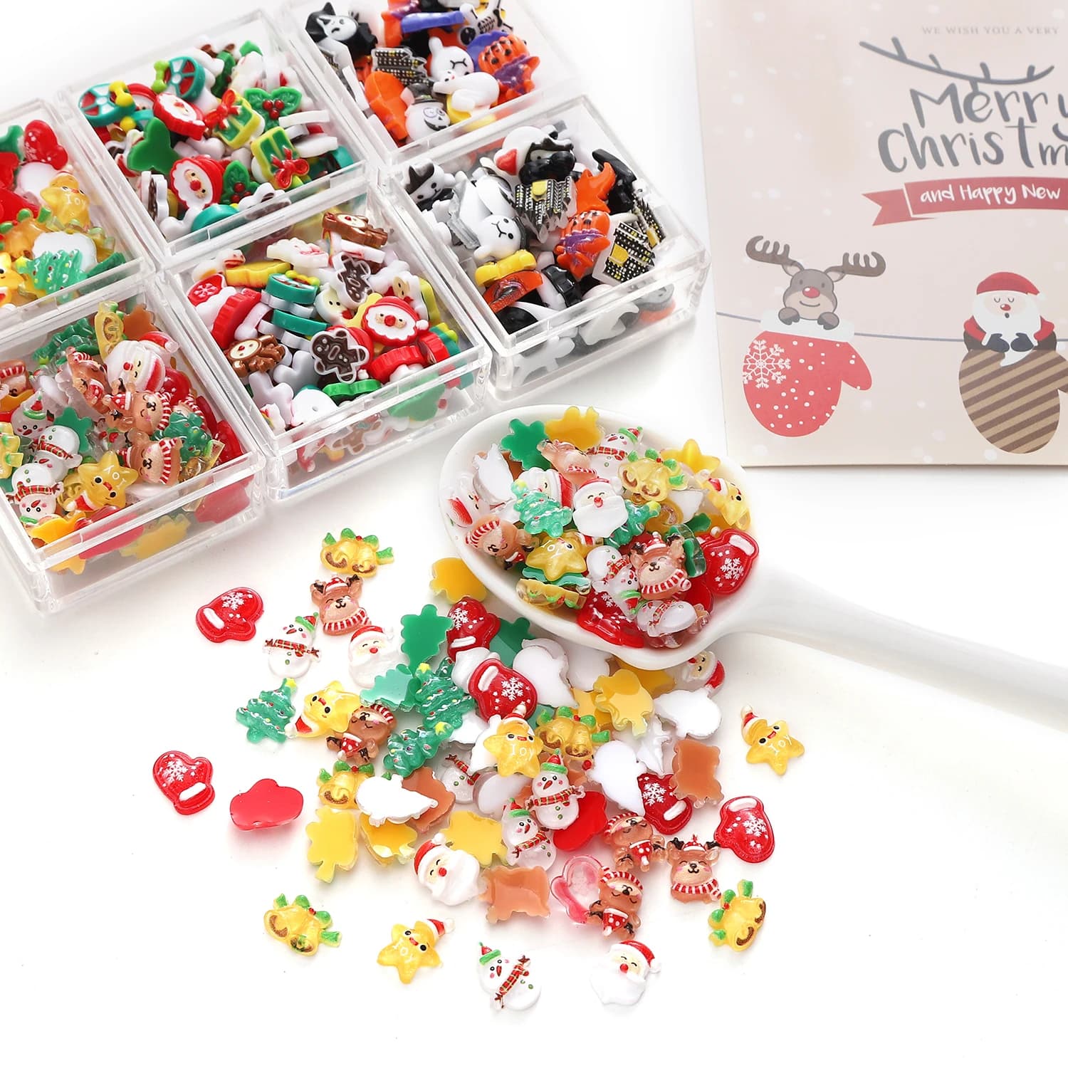 20/50pcs Cute Christmas Snowman Old Man Biscuit Man Christmas Tree Flat Back Resin Scrapbooking DIY Jewelry Decoration Accessori