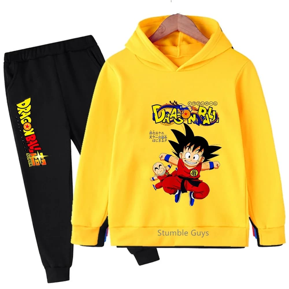 Set Felpa con Cappuccio Dragon Ball alla Moda per Bambini, Abbigliamento Autunnale Anime per Ragazzi e Ragazze, Felpe Goku, Tuta Sportiva ​