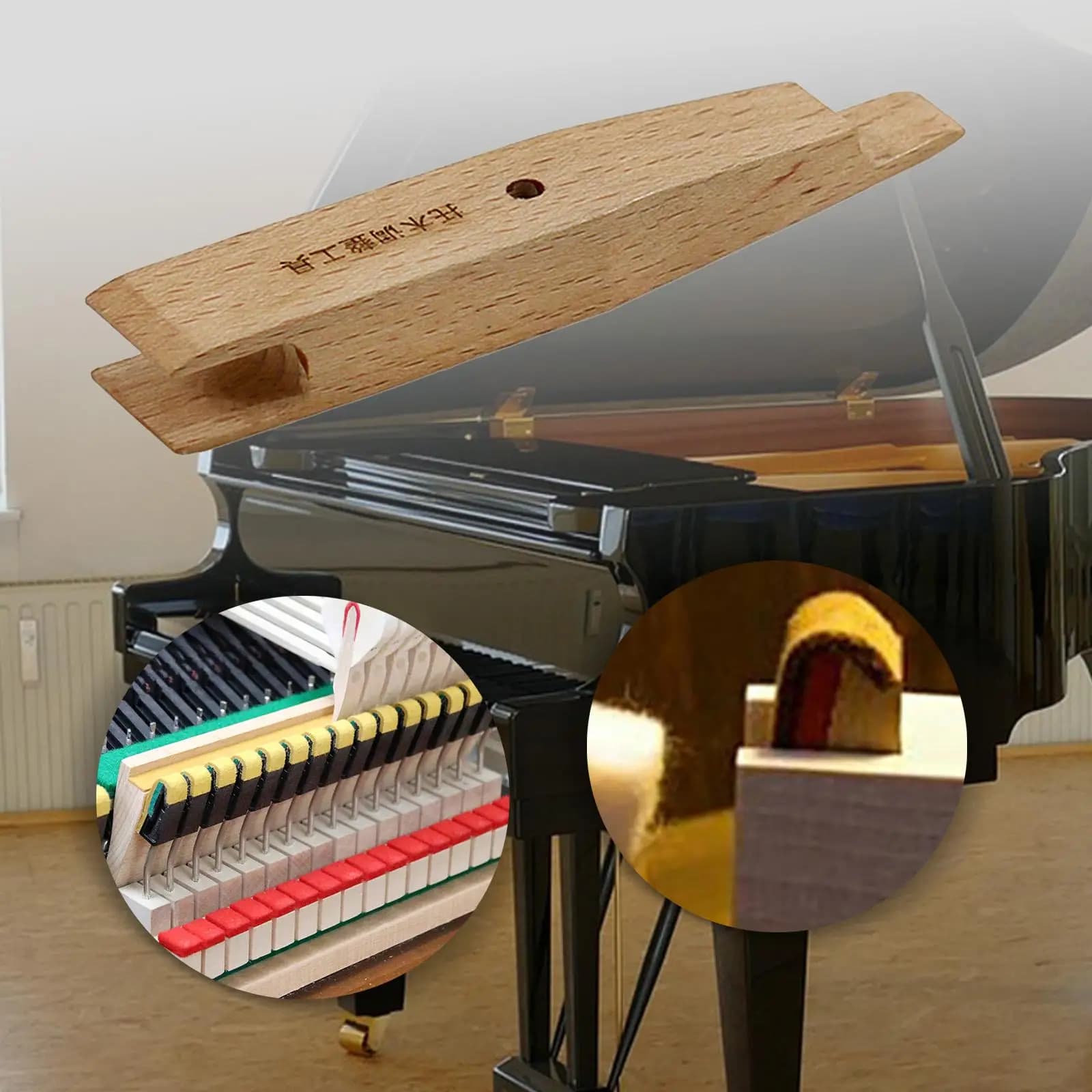 Supporto in legno per accordatura pianoforte, strumento di rifinitura con impugnatura comoda per riparazione parti di pianoforti e accessori per la manutenzione del blocco di supporto