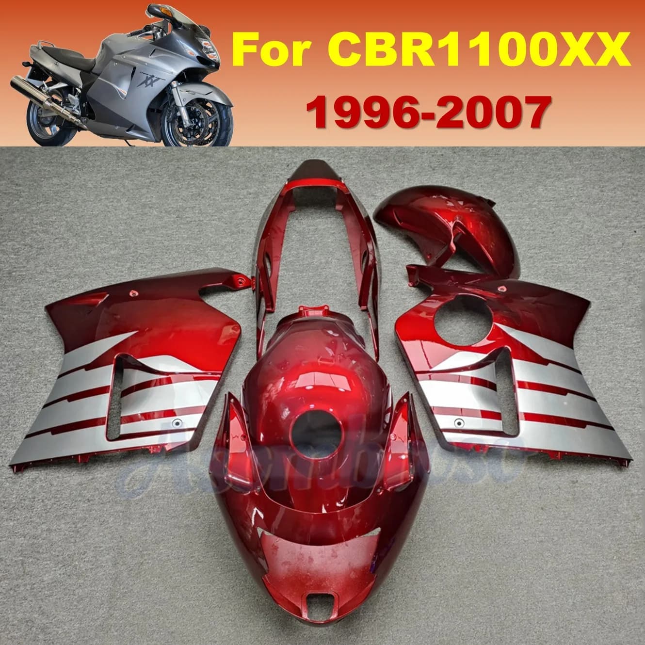 Set carene moto aftermarket per Honda CBR1100XX 1996-2007 Super Blackbird PGM-FI CBR 1100XX Kit in plastica ABS rosso grigio