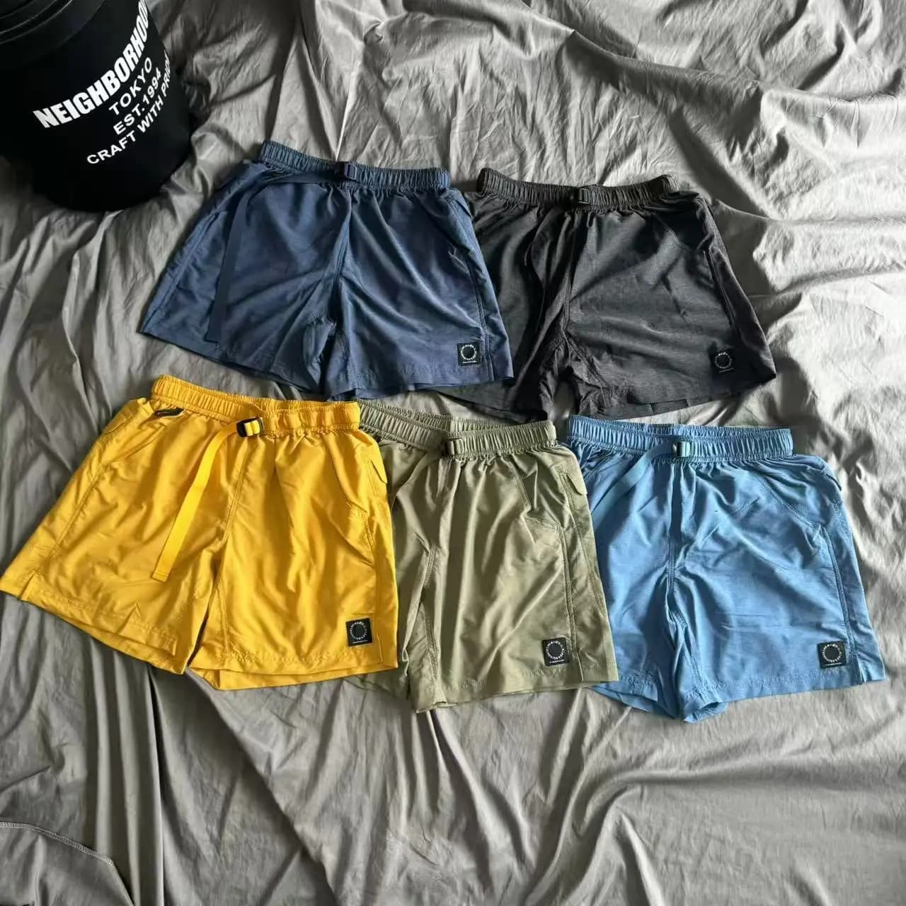 Soft Shorts Yamatomichi 5-pockets Functional Belt Shortpants Men Women Thin Quick Dry Loose Waterproof Short Pants Patch Label