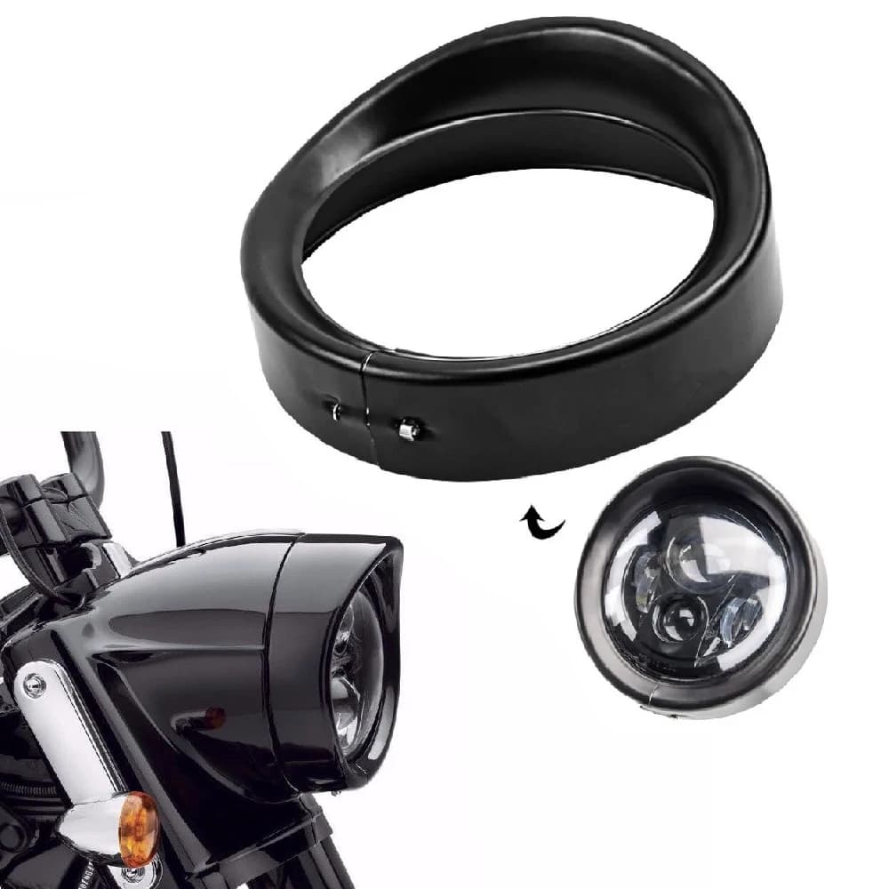 Moto 7 "Necklace Ring Visiera 4.5" Led Fendinebbia Ring Light Chromed for Harley Touring Road King Electra Glide Softail