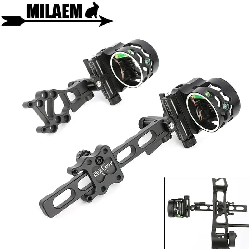 Tiro con l'arco Compound Bow Sight 0.019 fibra con luce di vista Micro regolazione su giù sinistra destra tiro accessori per arco da caccia