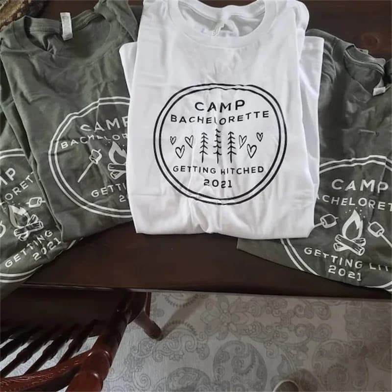 Custom Camp Bachelorette Shirts, Camping Bachelorette Party Tees, Camping Tees, Camp Bachelorette Tees, Getting Lit T Shirts