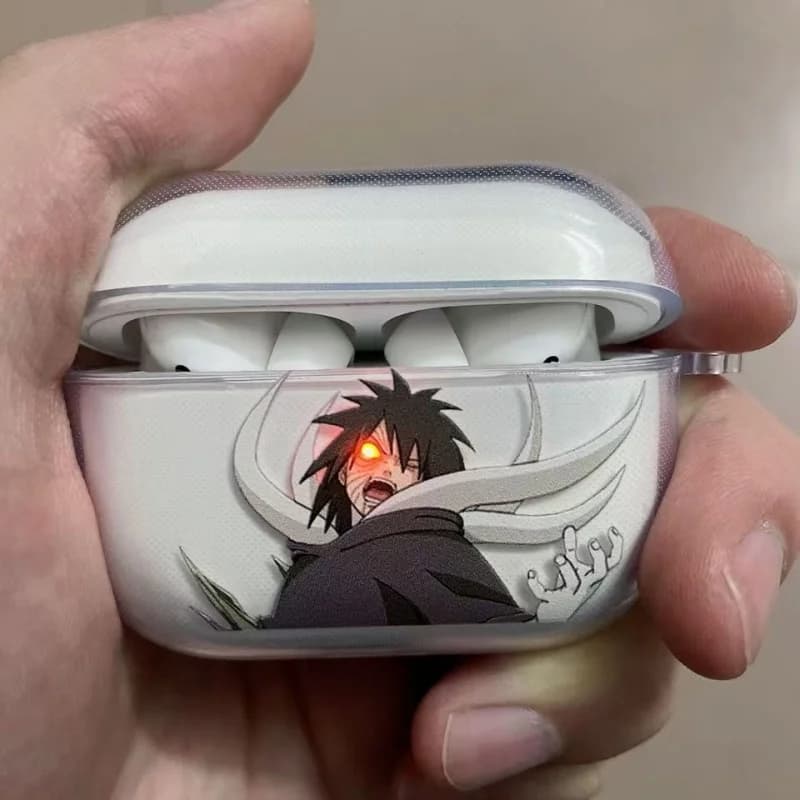 Naruto Madara Glow Eyes Custodia per auricolari per Apple AirPods 1 2 Pro 3 4 Pro2 2nd Obito Auricolare Bluetooth cuffia Cover morbida