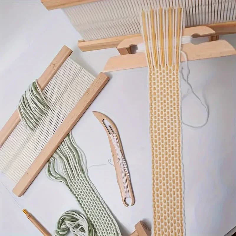 Premium Beech Wood Inkle Weaving Shuttle Kit with Beveled Design Comfort Grip Handle Complete Crafting Set for Beginners Experts