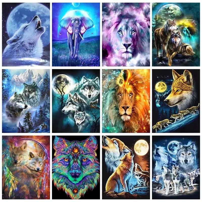5D Diamond Painting Wolf Full Round/Square Diamond Embroidery Cross Stitch Handmade Painting Art Gift Home Decor