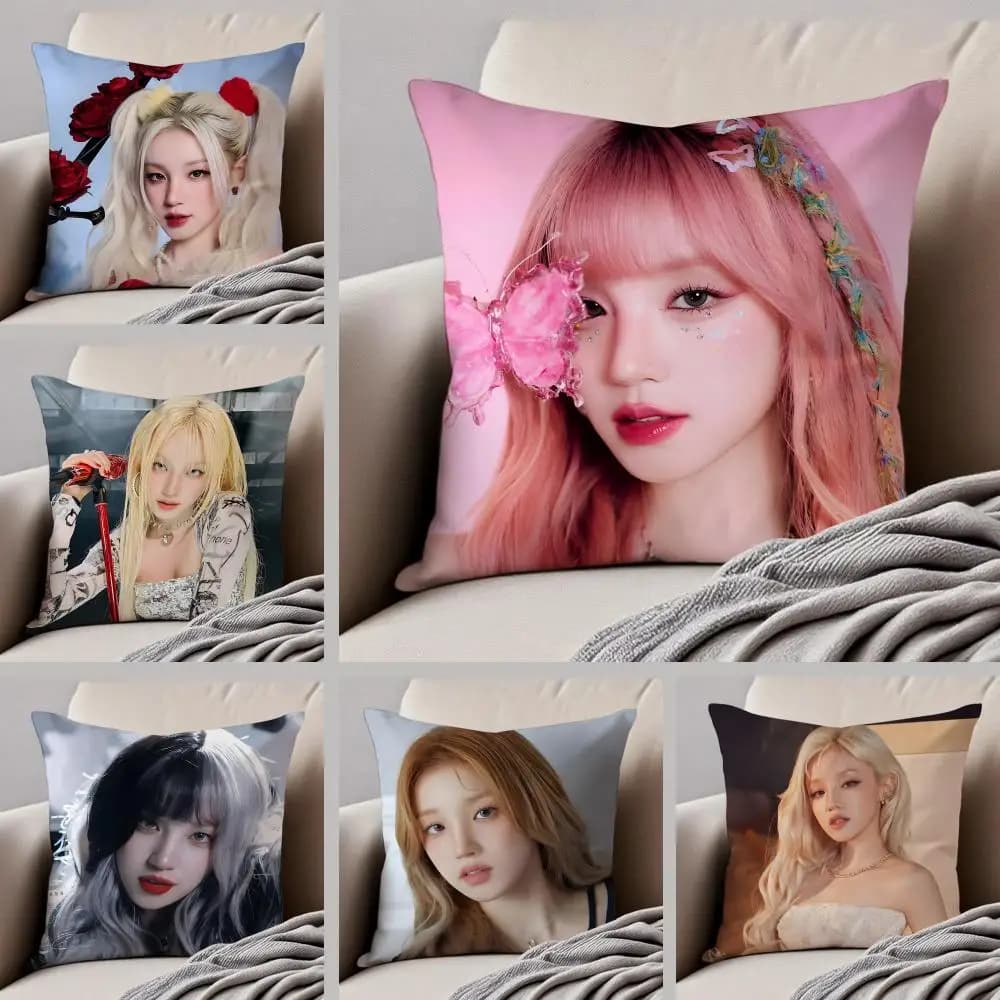 Quirky Korean Beautiful Singer S-Song Yuqi Cushion Cover Throw Pillow Cover Hidden Button Durable Polyester Chair Cushion