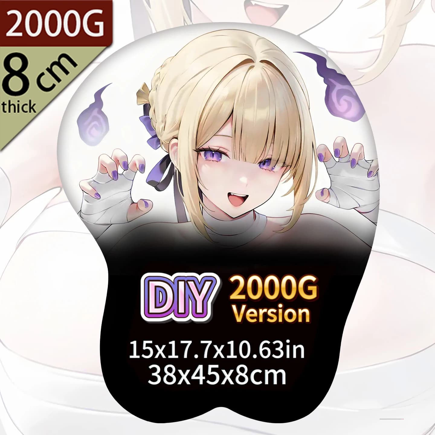 Tappetino per mouse 3D XXL Levi Sexy Anime con seno, poggiapolsi personalizzato per ragazza, antiscivolo, Action Taimanin Akiyama Rinko Gaming 2000G