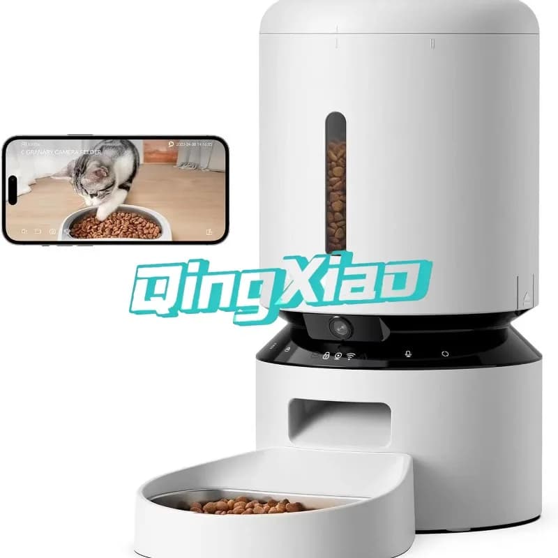 Distributore Automatico di Cibo per Cani e Gatti con Video HD 1080P, Visione Notturna, WiFi 5G, Audio Bidirezionale, Sensore Anti-Intasamento e Allarme Sonoro
