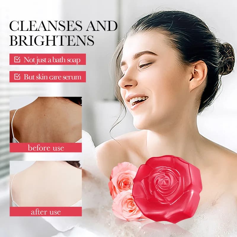 SADOER Sapone Artigianale all'Olio Essenziale di Rosa, Detergente per Viso e Corpo, Sapone Essenziale per Pulizia Profonda e Cura della Pelle