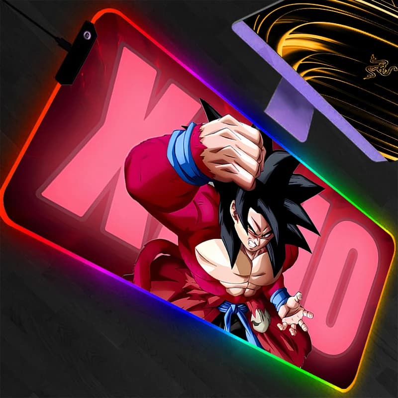 Tappetino per Mouse RGB Grande Dragon Ball, Tastiera da Gamer, Mousepad LED per PC, Tappetino da Scrivania per Computer, Tappetino da Gioco Retroilluminato per LOL Anime