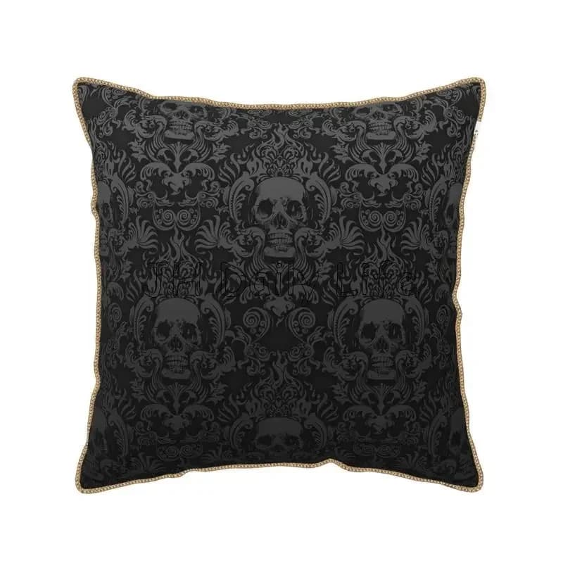 Soft Velvet Velvet cushion cover with damascade black skull 18x18 inch for sofa bedroom home decorations
