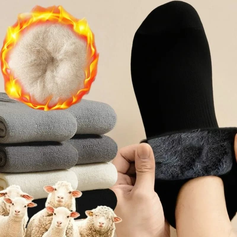 Men winter thermal socks Long socks lined in thick fleece Sensation of cashmere Heat retention Hot socks for cold season Outdoor ski