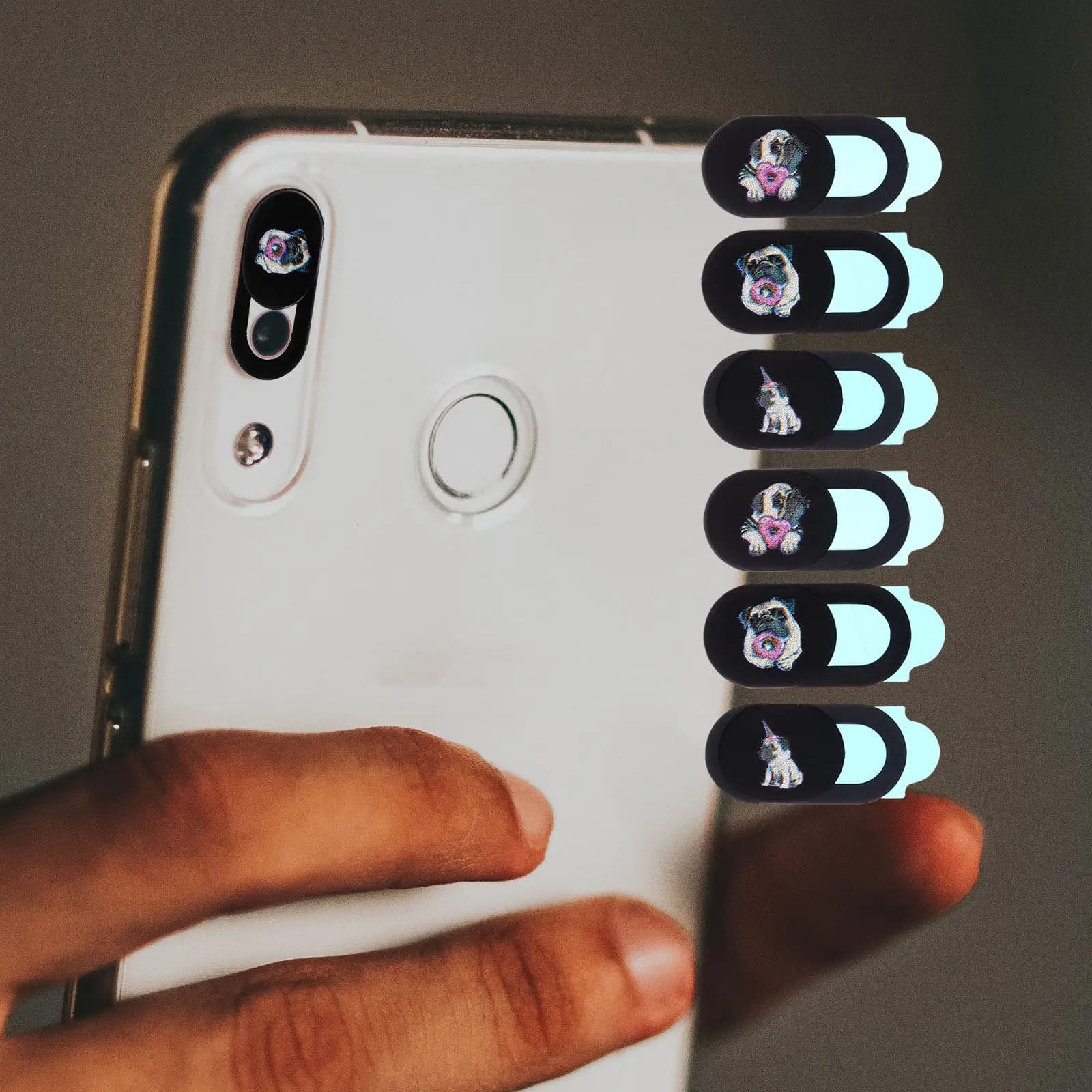6 pezzi di copertura per la privacy della webcam, per computer portatile, telefono, ABS, protezione per cani da cartone animato, compatto, leggero, pratico, facile da usare, regali sicuri