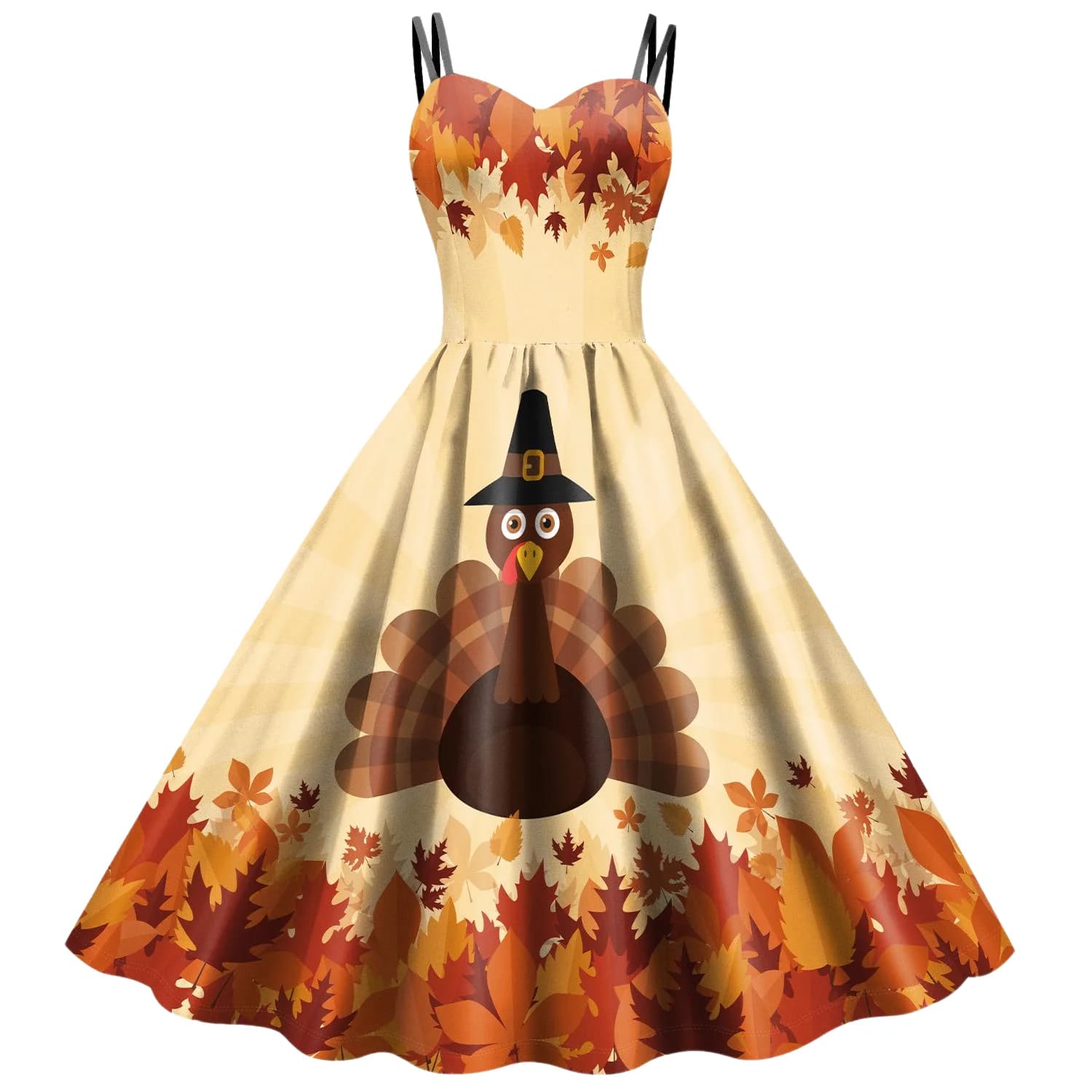 Vestito del ringraziamento Fancy Food 3D Printing Outfit Harvest Festival gonna donna turchia Pattern Costume Cosplay abito Rockabilly