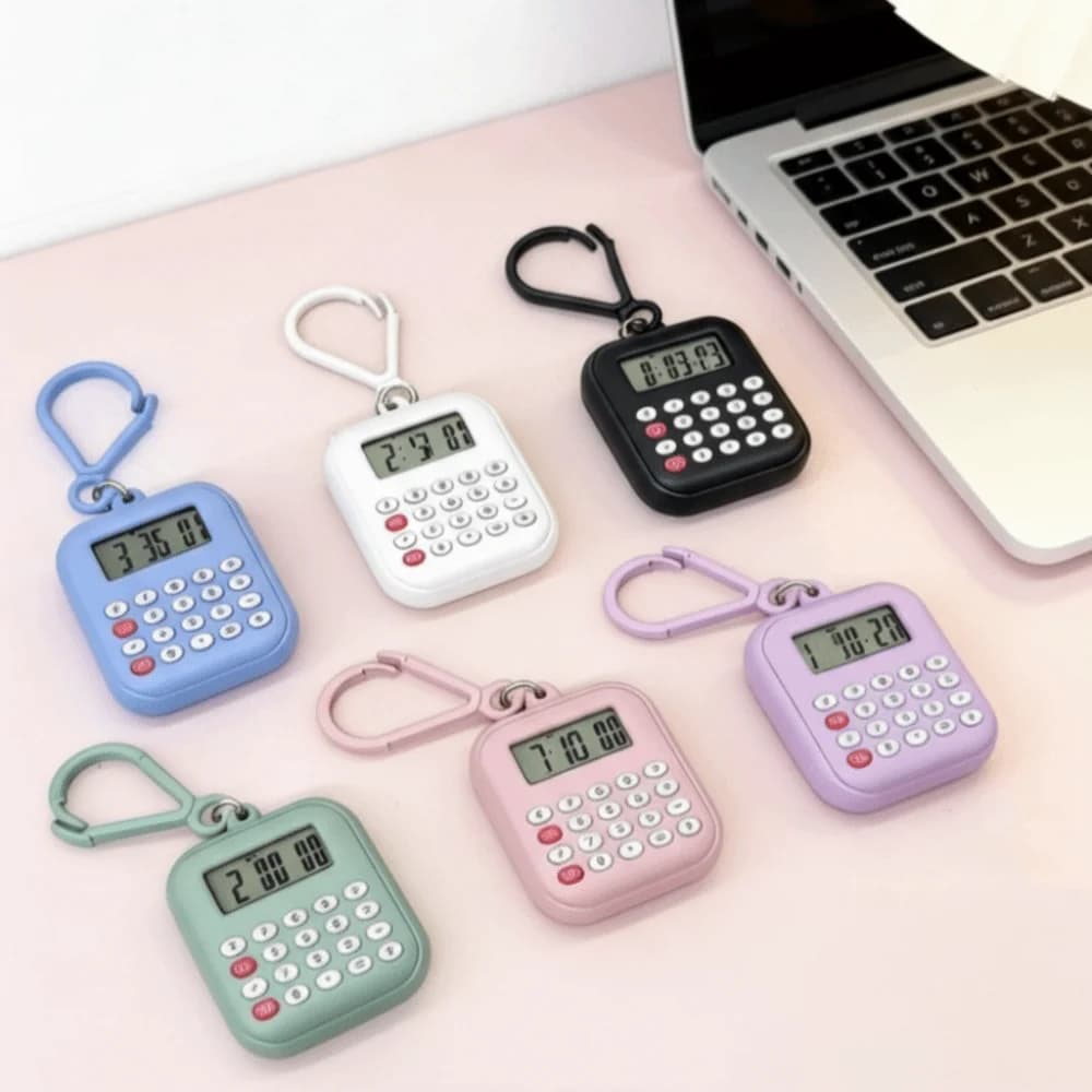 Calcolatrice Multifunzionale Mini con Display a 8 Cifre, Pulsanti Silenziosi, Calcolatrice Elettronica Leggera e Portatile con Portachiavi