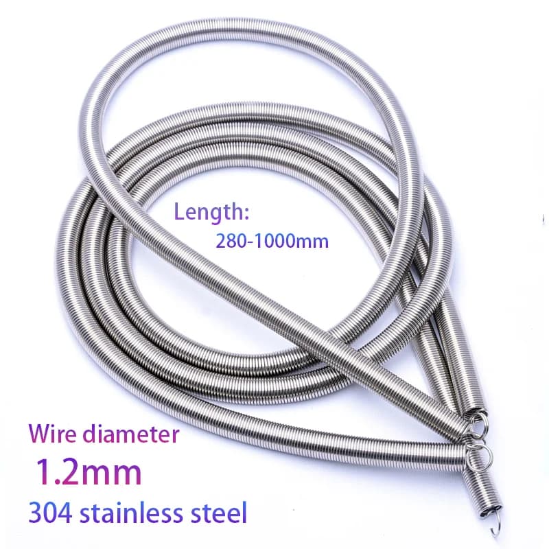 Gancio chiuso a doppio anello con molla in acciaio inossidabile 304 Molla elastica, diametro filo 1,2 mm, diametro esterno 8/9/10/12 mm, lunghezza 280-1000 mm.