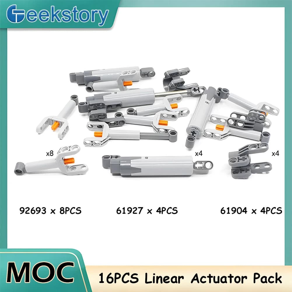 Set di 16 Attuatori Lineari con Asta Telescopica, Parti per Modelli MOC, Blocchi da Costruzione Tecnici 61904