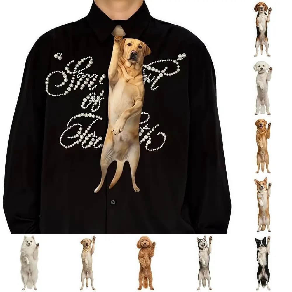 Cravatta Creativa a Forma di Cane Unisex, Cravatta 3D con Motivo Realistico di Cane, Decorazione per Feste, Regalo