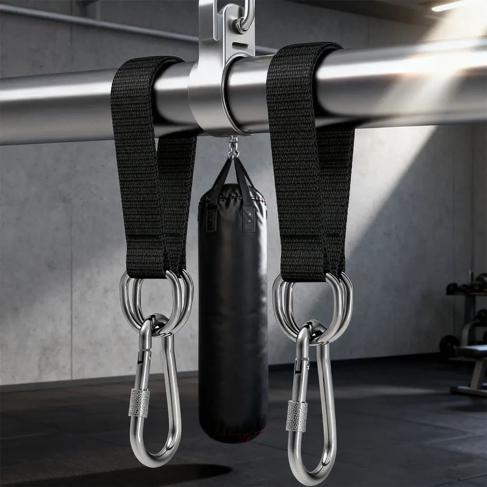 Cinghie per Altalena da Albero 200kg, Cinghie di Collegamento Resistenti con Gancio ad Anello per Amaca, Sacco da Boxe, Altalena, Barra Orizzontale 25cm