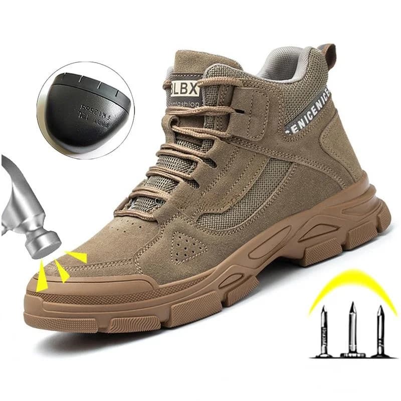 Scarpe da Lavoro Indistruttibili per Uomo, Stivali Militari da Esterno con Punta Arrotondata, in Pelle Sintetica con Fodera in Pelliccia di Coniglio, Scarpe Casual