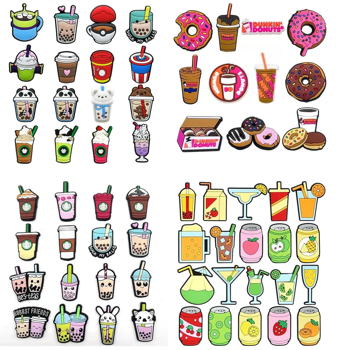 Donut 10-100pcs Beverage Bottle Shoe Charms For Sandals, Shoe Decoration Accessories Shoe Pins Great Gift For Men Women