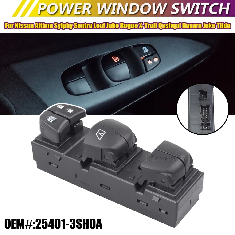 Interruttore Principale Alzacristalli per Nissan Juke Altima Tiida Sylphy X-Trail Qashqai Rogue 2010 2011 2012 2013 2014 2015 2016 2017