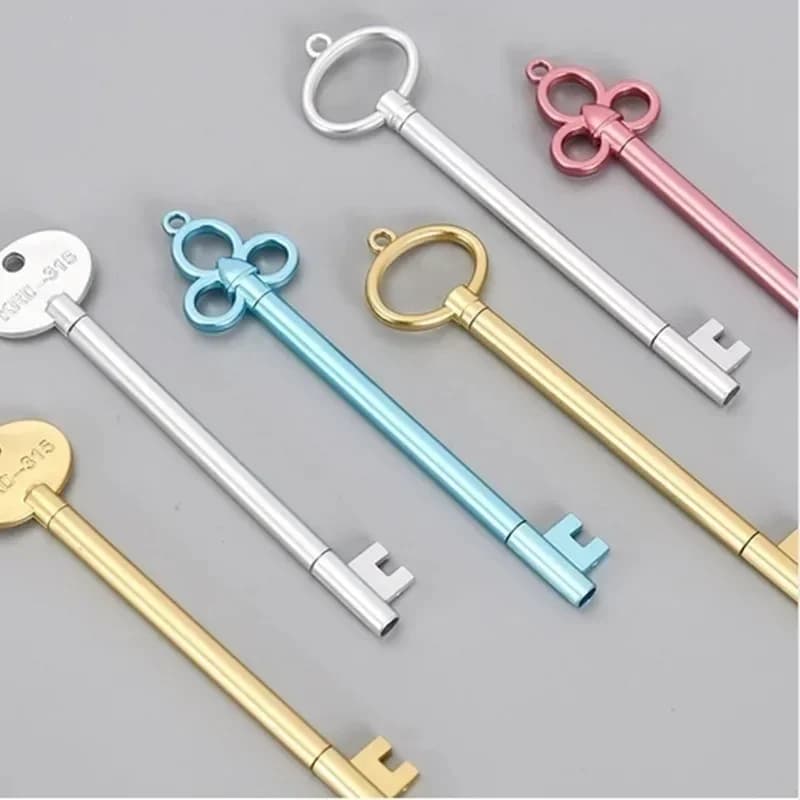 New 6 Pcs/Lot Key-Shaped Foldable Portable Retractable Ballpoint Pens Key Style Writing Tools For Daily/Office Use & Cute Gift