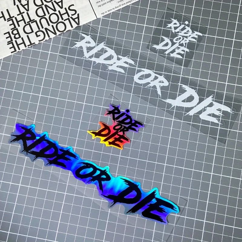 2 pieces RIDE OR DIE waterproof motorcycle stickers for motorcycle helmet self-adhesive vinyl decals for upper tube of bicycle road DIY
