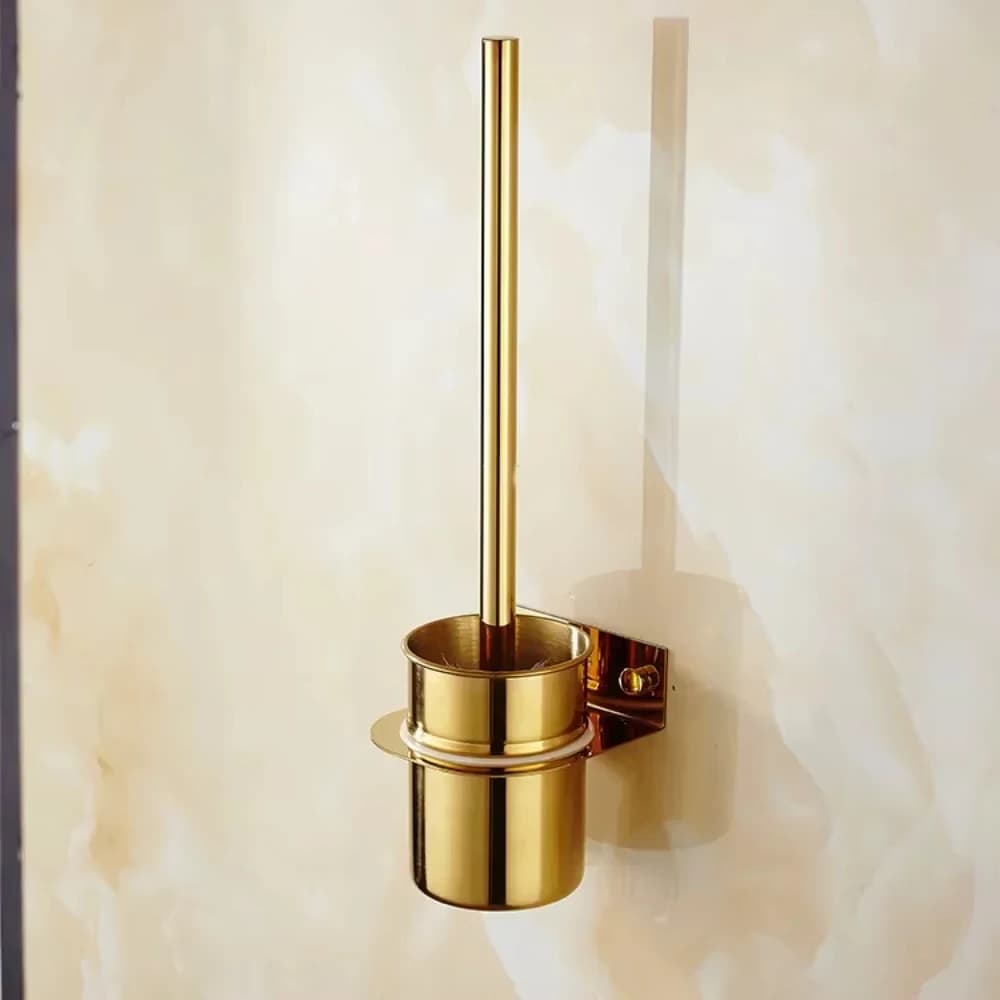 Set di scopini per WC in acciaio inossidabile Spazzola per pulizia WC per bagno Strumento per la pulizia dell'oro per la casa Detergente per WC Accessori per il bagno