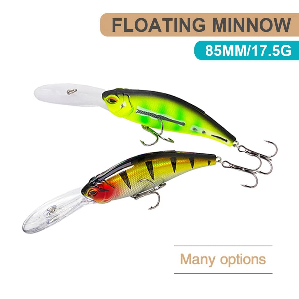 8.5 centimetri 17.5g Esche Da Pesca Galleggiante Minnow Wobbler Long Casting Immersioni Profonde Artificiale Esca Dura Altalena Jerkbait Bass Trota MN616