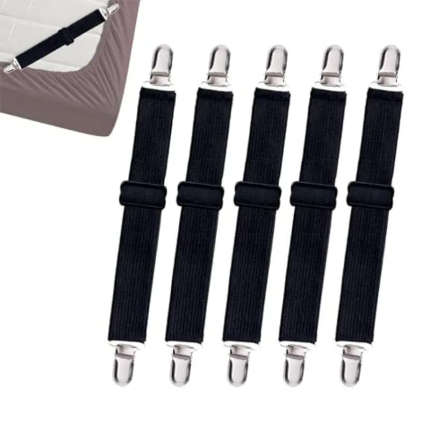 10 pcs Adjustable Bed Sheet Straps, Bed Sheet Clips from 14 to 47 Inch, Elastic Bed Fitted Sheet Holder, Sheet Fastener Suspend