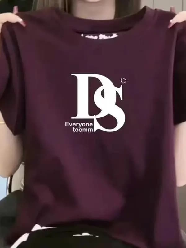 T-shirt girocollo alla moda a maniche corte tinta unita da donna, design elegante con spalle scoperte, maglietta base primaverile/estiva da donna