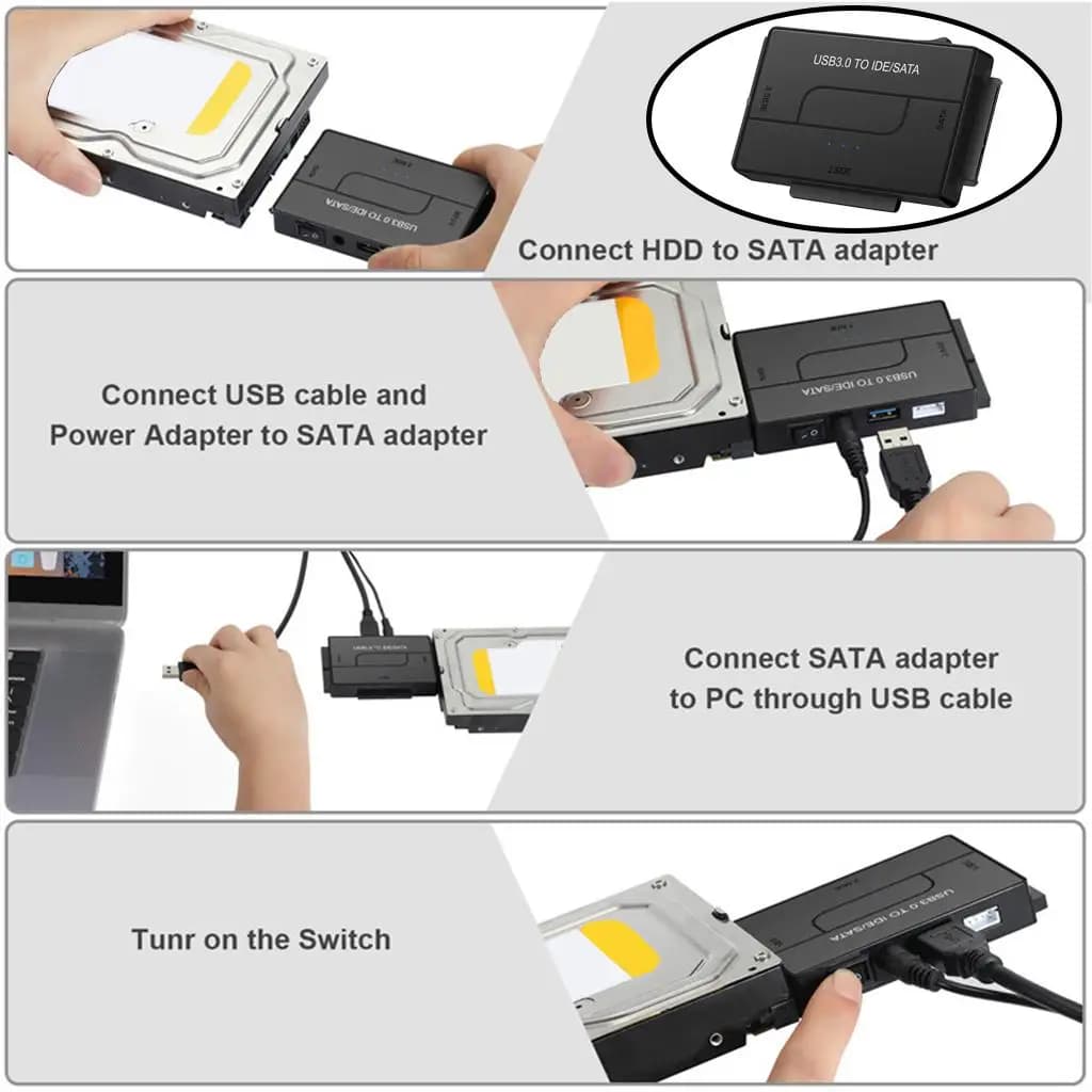 Adattatore da IDE/esterno a USB 3.0, compatibile con USB 1.1/2.0 DC per IDE e HDD da 2,5/3,5 pollici
