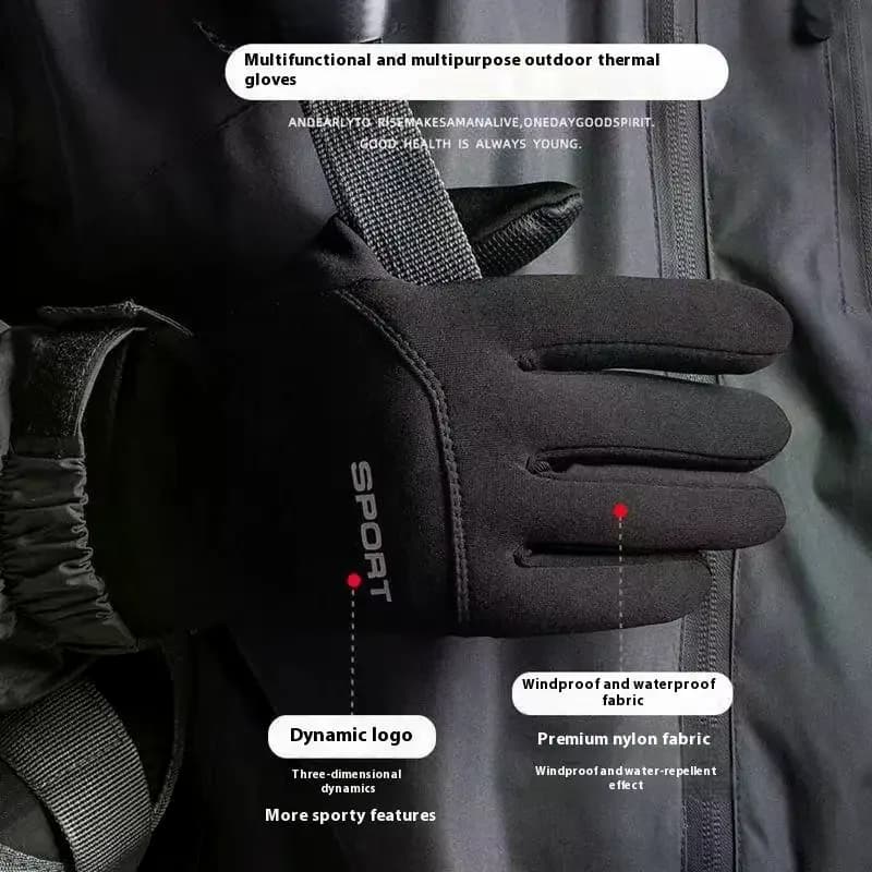 Men's Black Non-slip Gym Fitness Gloves Autumn Winter Outdoor Cycling Gloves with Hot Touch Screen Sports Running Gloves