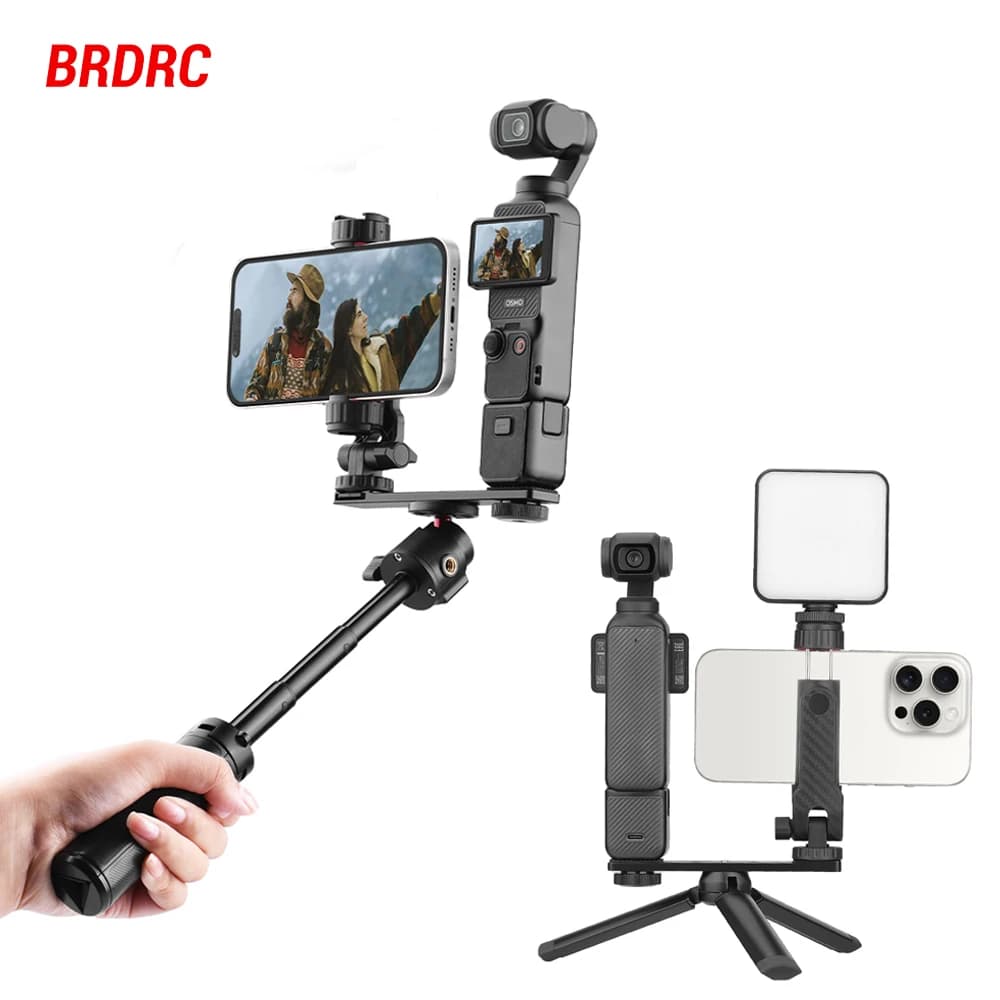BRDRC Pocket 3 Clip di supporto per telefono per DJI Pocket 3/Insta360 X5 Staffa fissa per treppiede di espansione fotocamera con accessori per pattini freddi