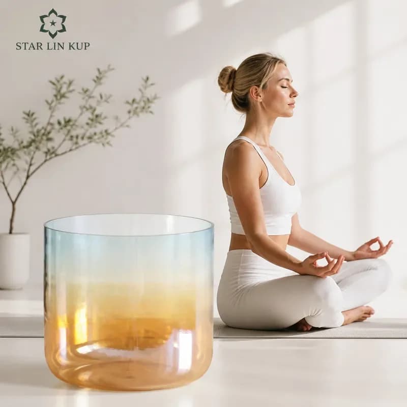 STAR LIN KUP 2026 New Thickened Alchemy Crystal Singing Bowl for Sound Bath Healing Meditation Quartz Wooden Base High