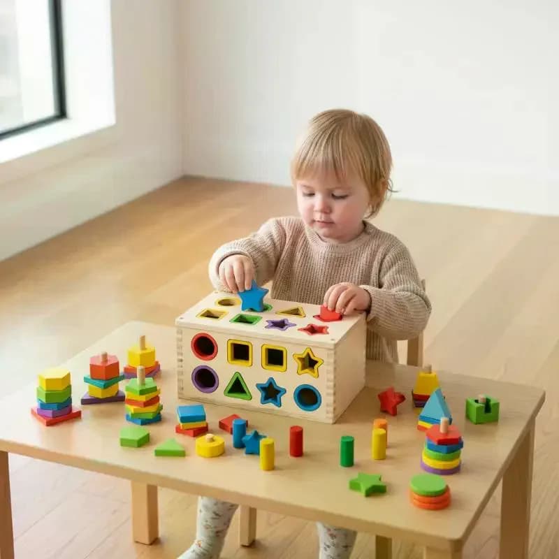 3D Geometric Wooden Solids Shape Montessori Educational Color Sorting Toy Preschool Learning Home Teaching Tool Montessori Teach