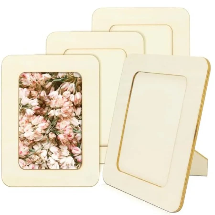 Set di 4 Cornici in Legno per Artigianato, Cornici Fai-da-Te 4x6 Pollici per Creazioni e Pittura, Cornici Portafoto Non Finite